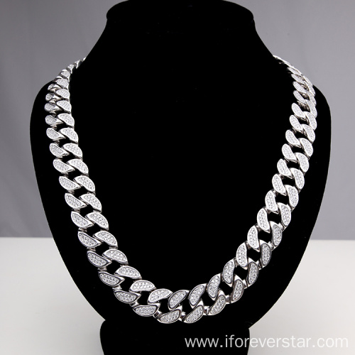 Diamond Bling Prong 925 Silver Cuban Chain